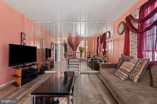 living room with light wood-type flooring