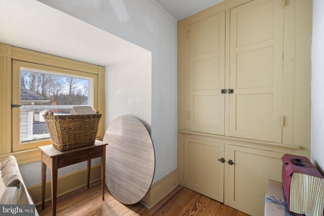 sitting room with light wood-type flooring