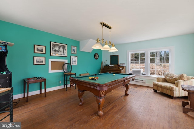 rec room with pool table and wood-type flooring