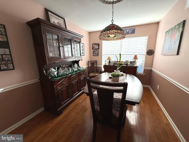 dining space featuring dark hardwood / wood-style flooring