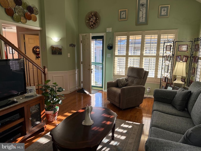 living room with wood-type flooring