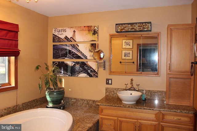 bathroom featuring vanity and a bathing tub