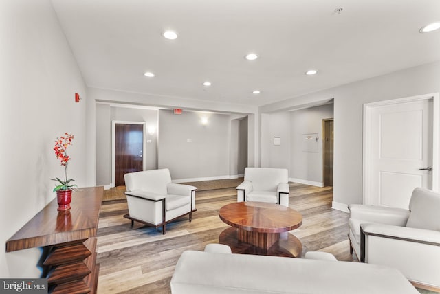 living room featuring light wood-type flooring