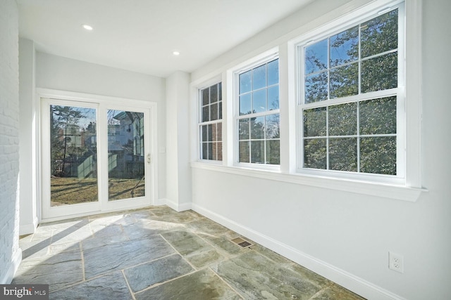 view of unfurnished sunroom