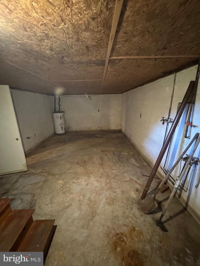 basement with water heater