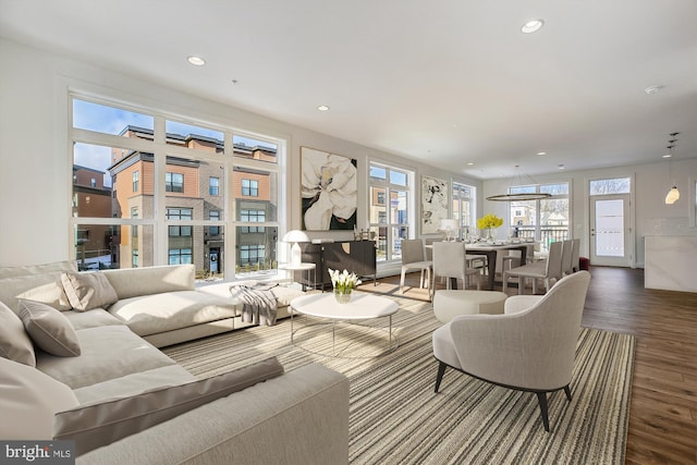 3234 Royal Fern Pl, Rockville, MD 20852 - living area featuring wood finished floors and recessed lighting