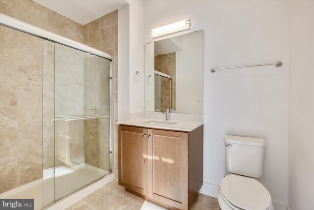 3234 Royal Fern Pl, Rockville, MD 20852 - bathroom with a stall shower, tile patterned floors, toilet, and vanity