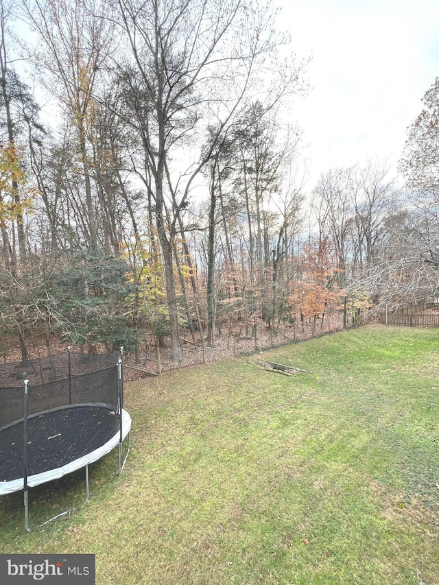 view of yard with a trampoline