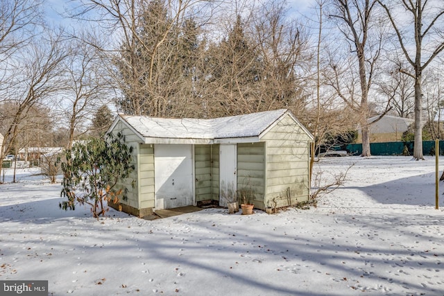 view of snow covered structure