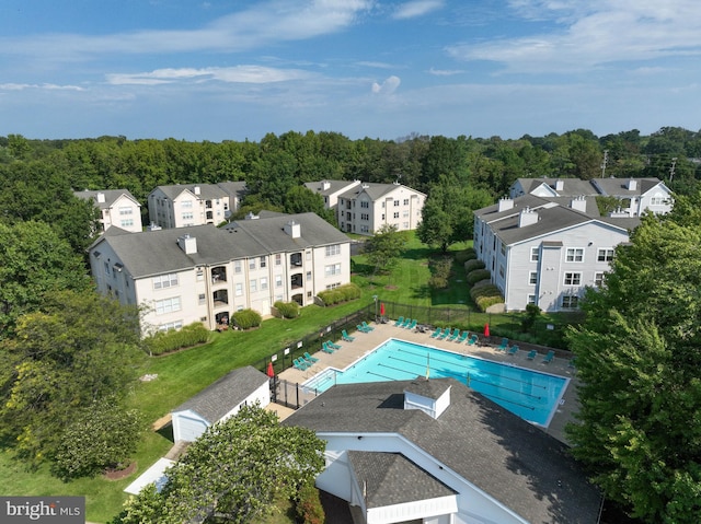 aerial view with a wooded view