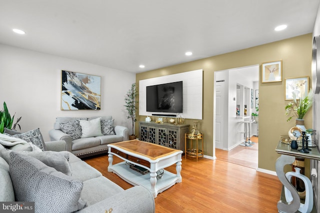 living room with hardwood / wood-style floors