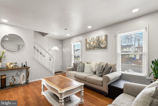 living room featuring hardwood / wood-style flooring