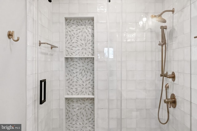 bathroom with a stall shower