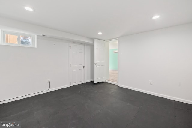 interior space with baseboards, visible vents, and recessed lighting