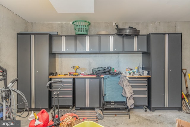 kitchen with gray cabinets