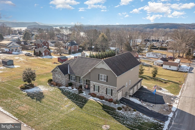 bird's eye view featuring a mountain view