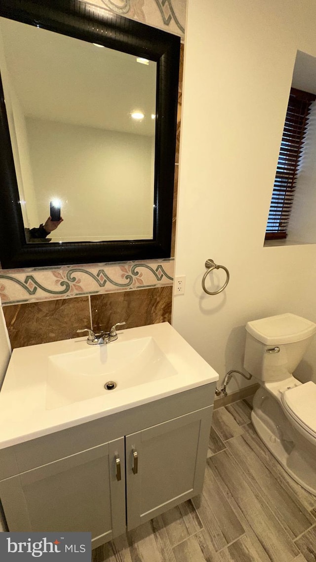 bathroom with toilet and vanity