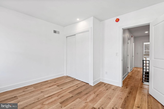 interior space with light hardwood / wood-style flooring