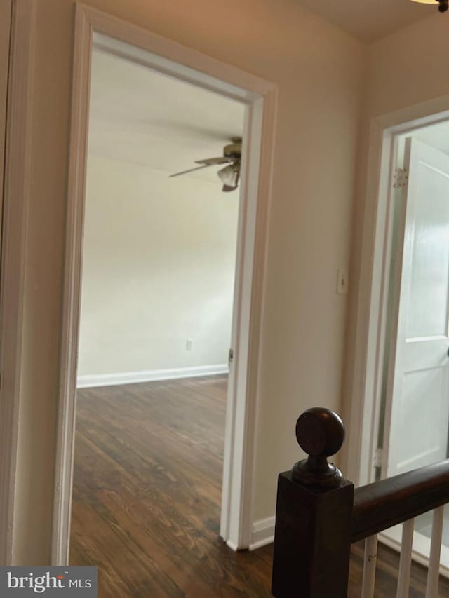 hall with dark wood-type flooring