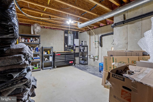 basement with electric panel