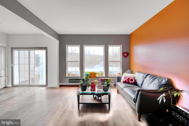 living room featuring light hardwood / wood-style floors