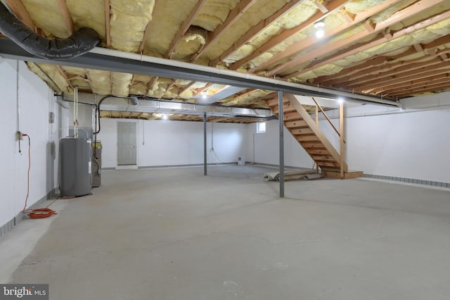 basement with water heater