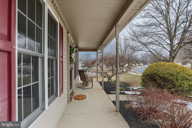 view of patio featuring a porch