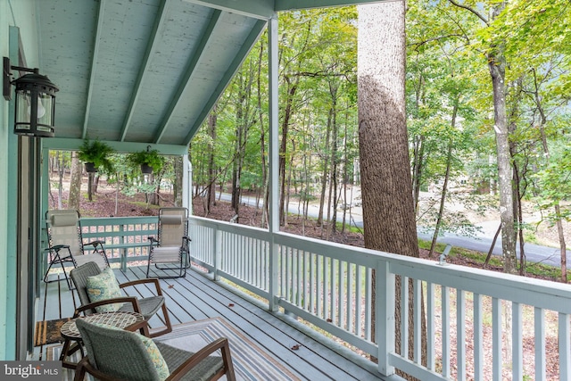 deck with a porch