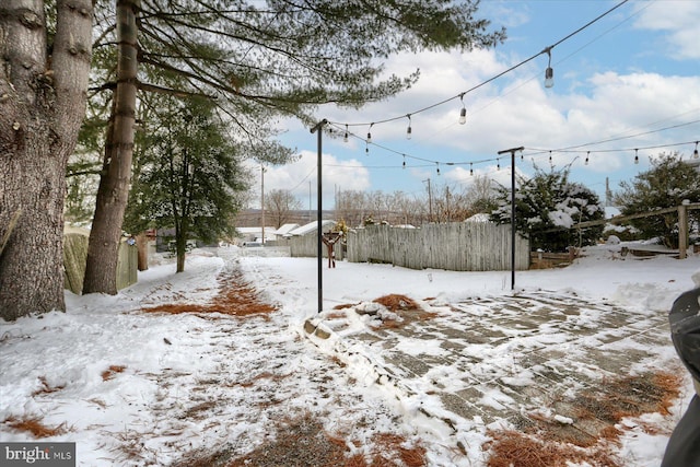 view of yard covered in snow