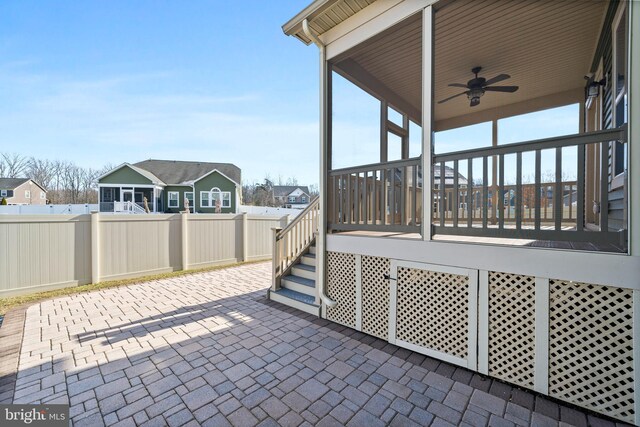 view of patio / terrace featuring ceiling fan