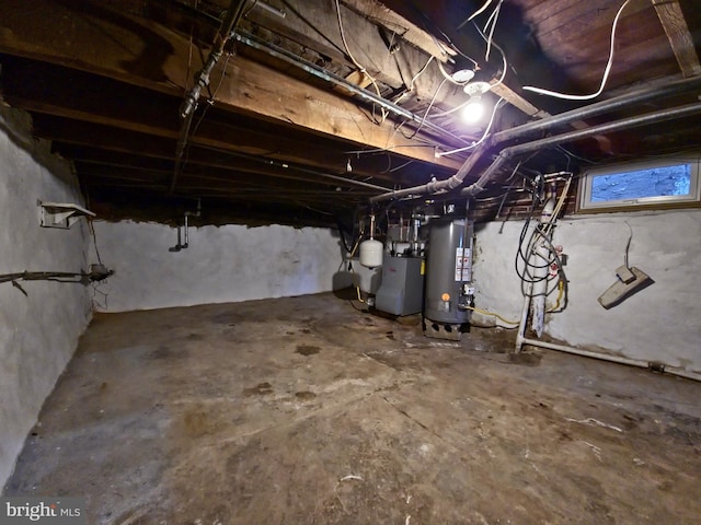 basement featuring water heater