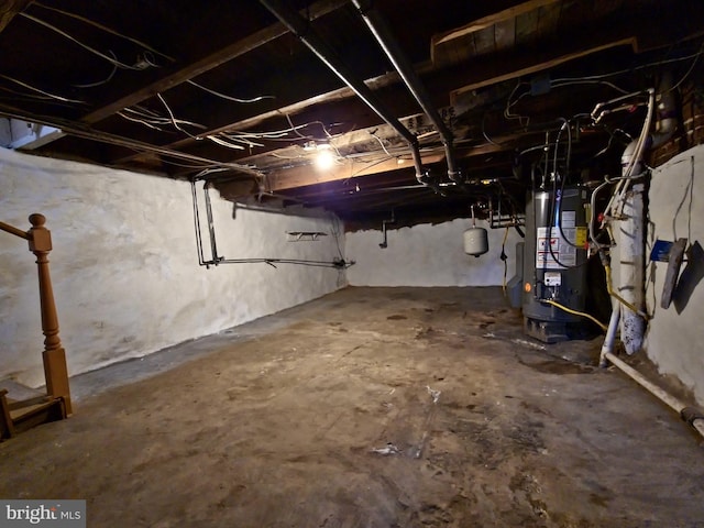 basement with water heater