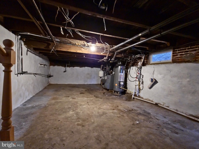 basement with water heater