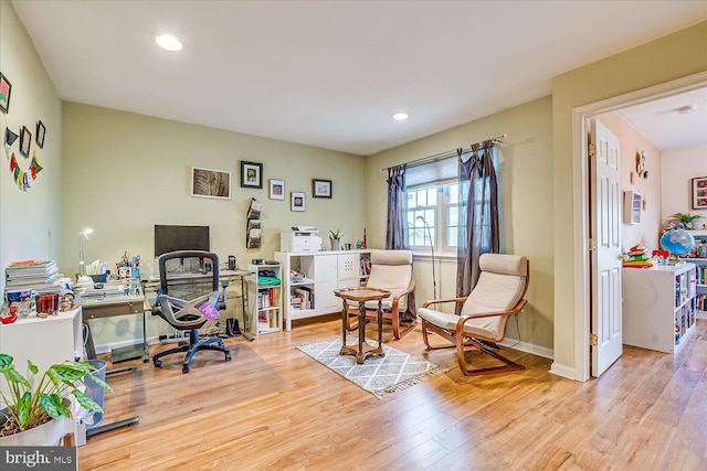 office space featuring light wood-type flooring