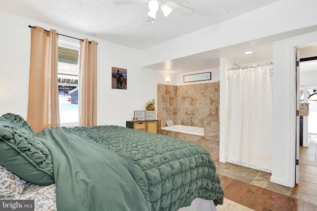 bedroom featuring ceiling fan