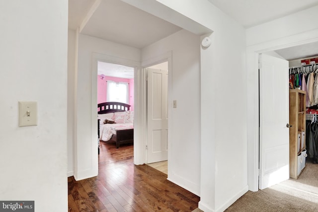 hallway featuring dark hardwood / wood-style floors