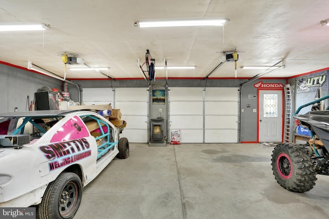 garage with a garage door opener