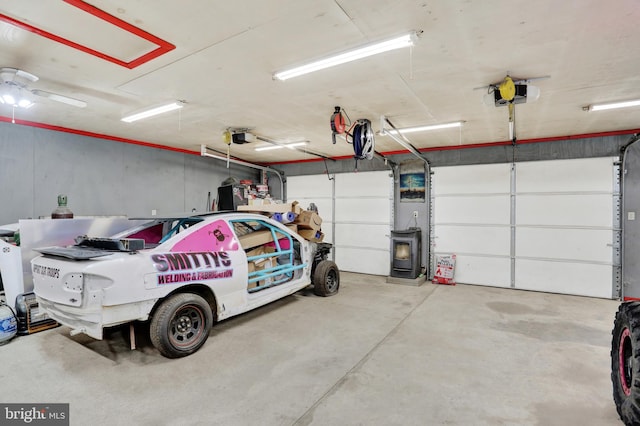 garage with a garage door opener