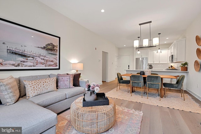 living room featuring light hardwood / wood-style flooring