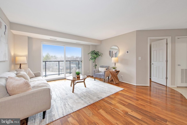 living room featuring light hardwood / wood-style flooring