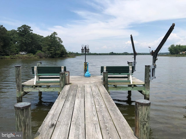 dock area featuring a water view