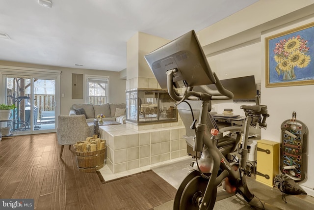 interior space with hardwood / wood-style flooring