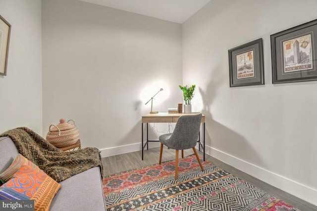 office area with hardwood / wood-style flooring