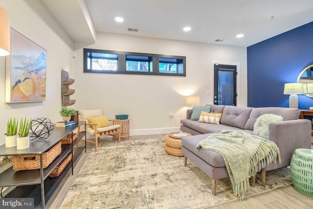 living room featuring light hardwood / wood-style floors