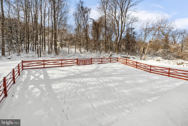 view of snow covered deck