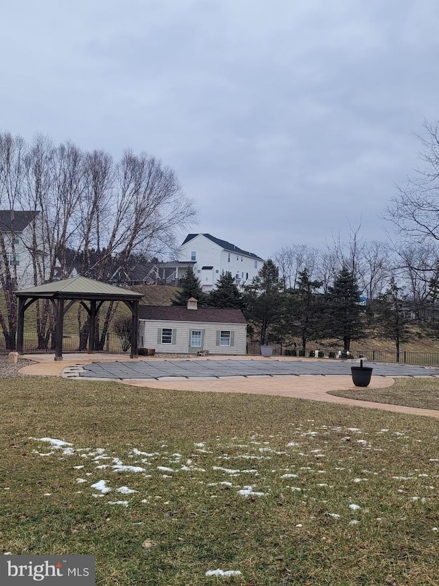 view of yard with a gazebo