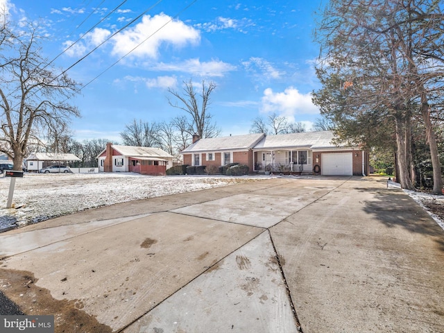 single story home with a garage