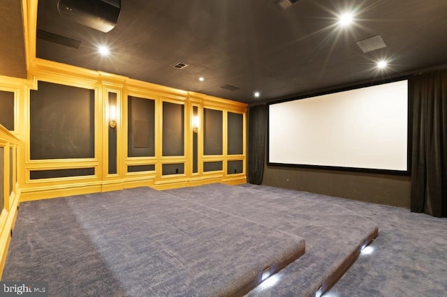 view of carpeted home theater