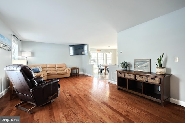 living room featuring hardwood / wood-style flooring