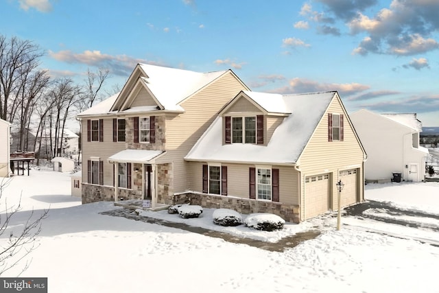 view of front of house with a garage